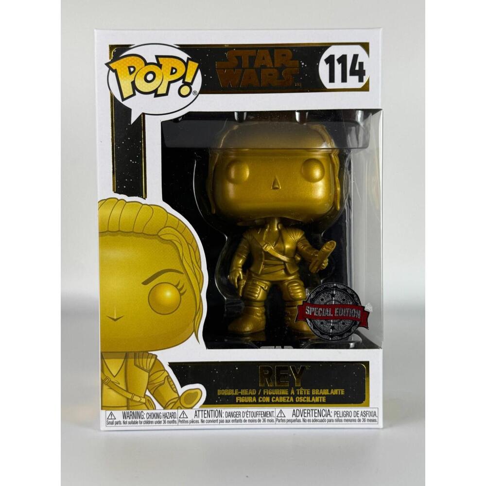 VAULTED EXCLUSIVE Golden Rey Funko Pop #114 Star Wars Bobblehead Movies